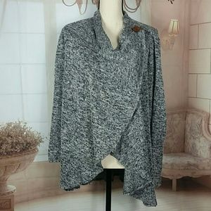 Grey/ Black Semi Open Sweater/ Cardigan SZXL